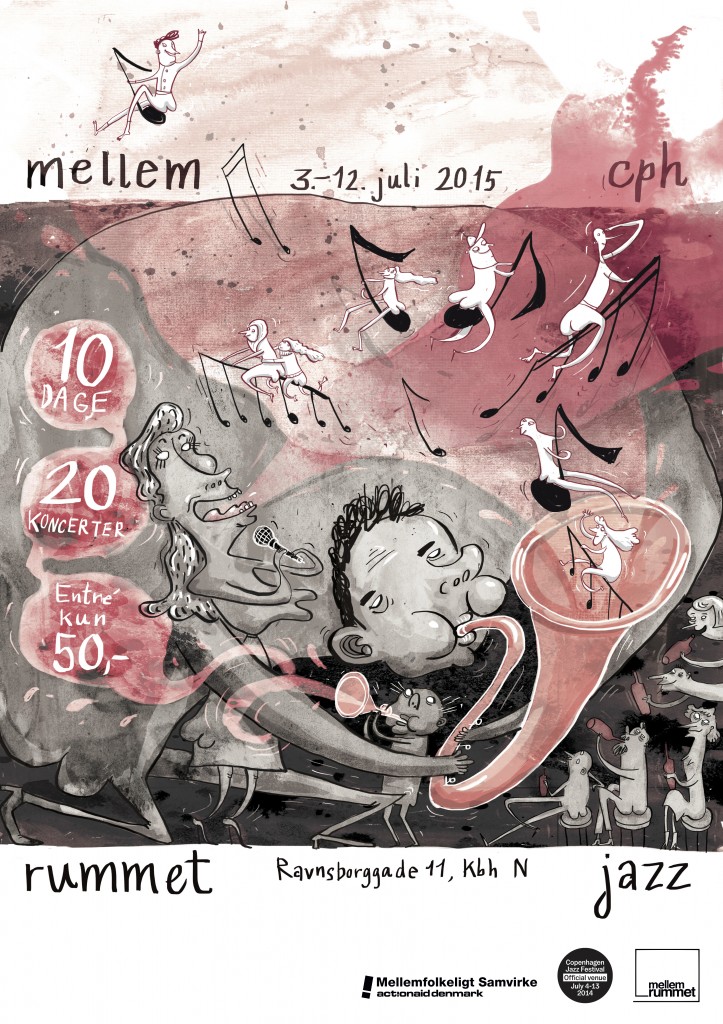 Mia Mottelson's Poster for the jazz festival at MellemRummet, 2015.